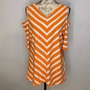 FREE WITH PURCHASE! Susan Graver Weekend stretch striped cold shoulder top M
